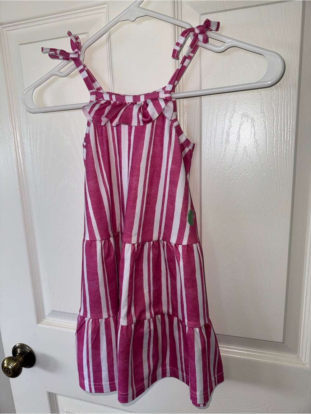 Tommy Bahama Girls Pink and White Stripe Tie-Shoulder Sundress